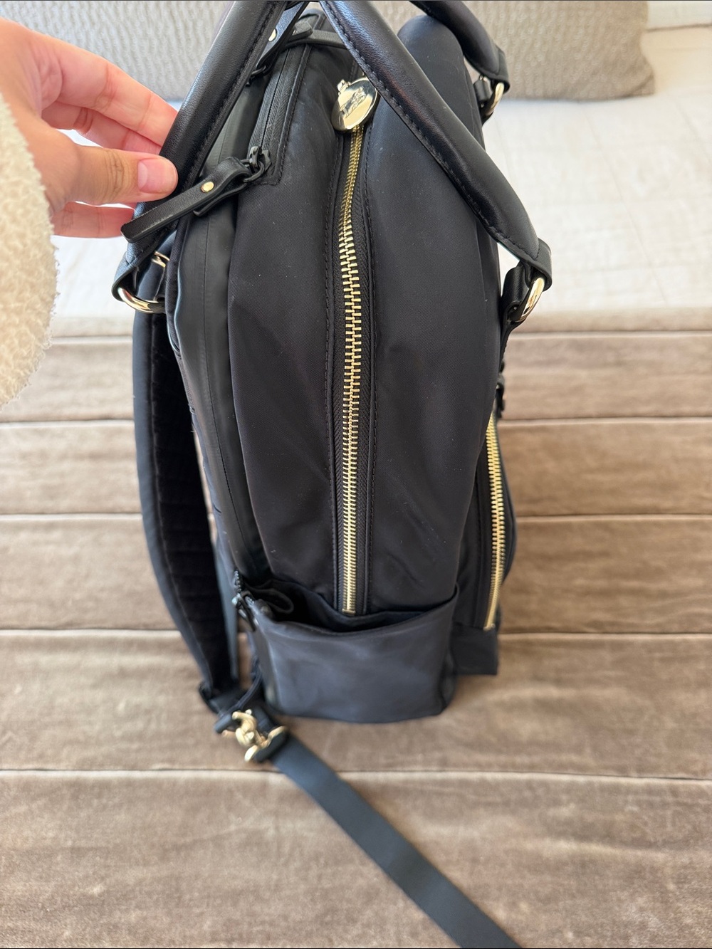 Lo & Sons Rowledge Black Backpack with Gold Hardware - Picture 10 of 10